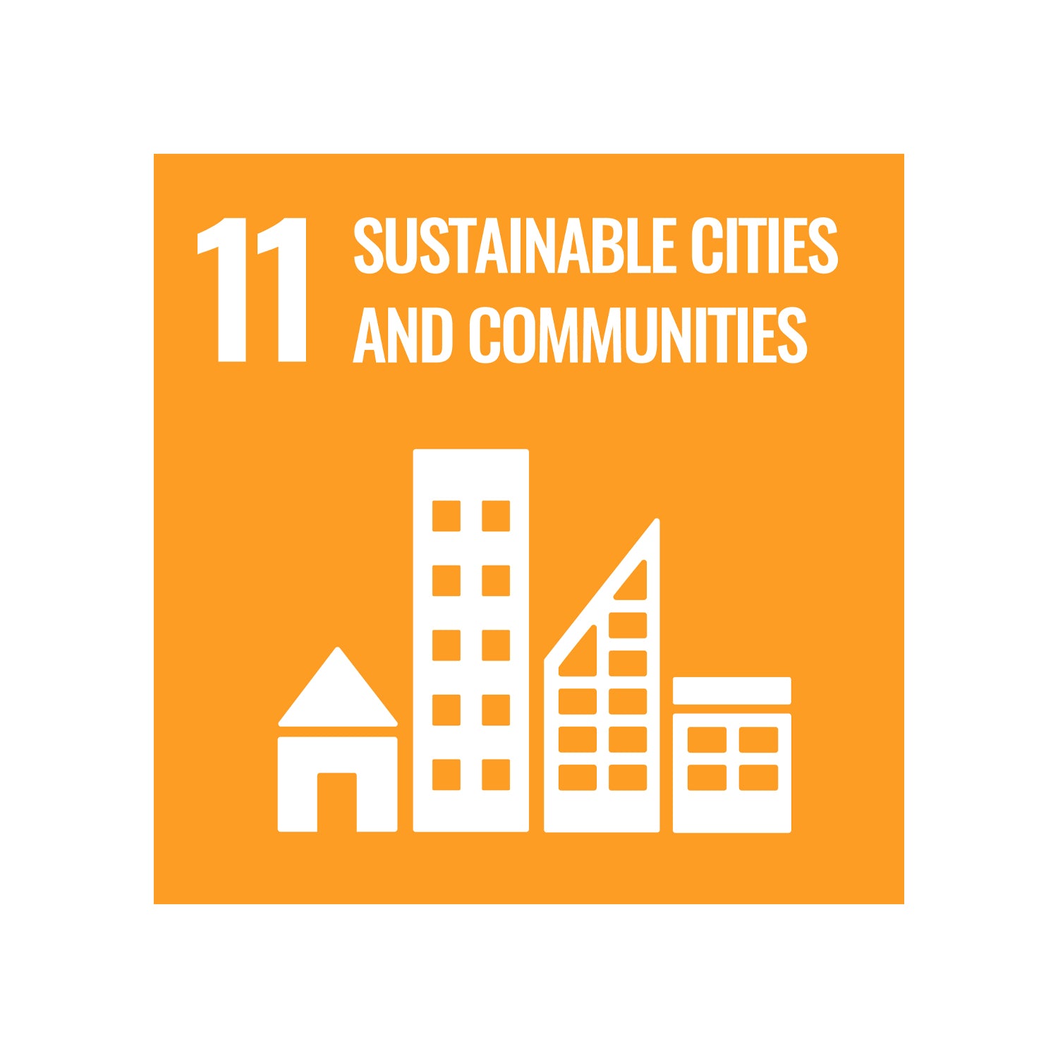 Icon for sustainable development goal 11; Sustainable cities and communities.